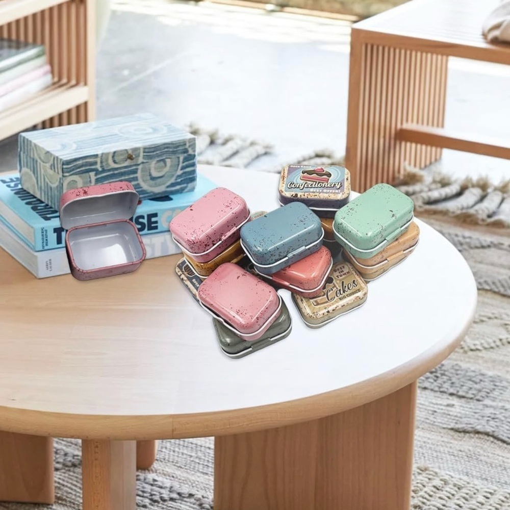 Adorable “CHOCOLATE CAKE” Mini Travel Tin, Pill, Jewelry, Gift Box, Aqua, Tan - Picture 12 of 16